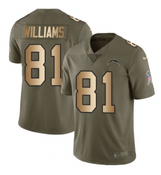 Men's Nike Los Angeles Chargers #81 Mike Williams Limited Olive/Gold 2017 Salute to Service NFL Jersey