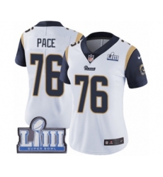 Women's Nike Los Angeles Rams #76 Orlando Pace White Vapor Untouchable Limited Player Super Bowl LIII Bound NFL Jersey