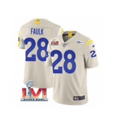 Men's Los Angeles Rams #28 Marshall Faulk Bone 2022 Super Bowl LVI Vapor Limited Stitched Jersey