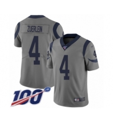 Men's Los Angeles Rams #4 Greg Zuerlein Limited Gray Inverted Legend 100th Season Football Jersey