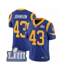 Men's Nike Los Angeles Rams #43 John Johnson Royal Blue Alternate Vapor Untouchable Limited Player Super Bowl LIII Bound NFL Jersey