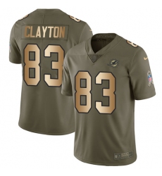 Men's Nike Miami Dolphins #83 Mark Clayton Limited Olive/Gold 2017 Salute to Service NFL Jersey