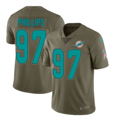 Men's Nike Miami Dolphins #97 Jordan Phillips Limited Olive 2017 Salute to Service NFL Jersey