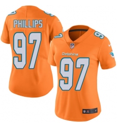 Women's Nike Miami Dolphins #97 Jordan Phillips Limited Orange Rush Vapor Untouchable NFL Jersey