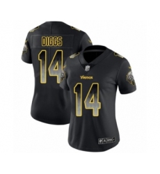 Women's Minnesota Vikings #14 Stefon Diggs Limited Black Smoke Fashion Football Jersey