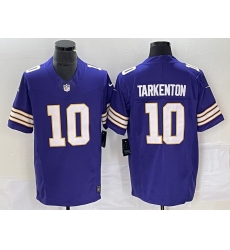 Men's Nike Minnesota Vikings #10 Fran Tarkenton Purple 2023 F.U.S.E. Vapor Limited Throwback Stitched Jersey