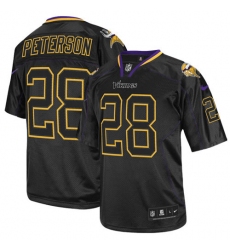 Men's Nike Minnesota Vikings #28 Adrian Peterson Elite Lights Out Black NFL Jersey
