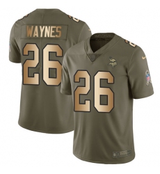 Men's Nike Minnesota Vikings #26 Trae Waynes Limited Olive/Gold 2017 Salute to Service NFL Jersey