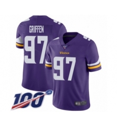 Men's Minnesota Vikings #97 Everson Griffen Purple Team Color Vapor Untouchable Limited Player 100th Season Football Jersey