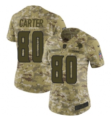 Women's Nike Minnesota Vikings #80 Cris Carter Limited Camo 2018 Salute to Service NFL Jersey