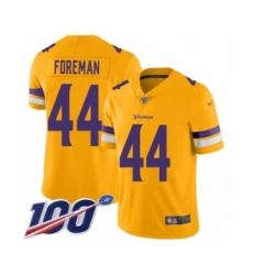 Youth Minnesota Vikings #44 Chuck Foreman Limited Gold Inverted Legend 100th Season Football Jersey