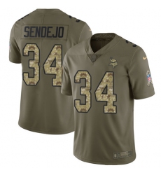 Youth Nike Minnesota Vikings #34 Andrew Sendejo Limited Olive/Camo 2017 Salute to Service NFL Jersey