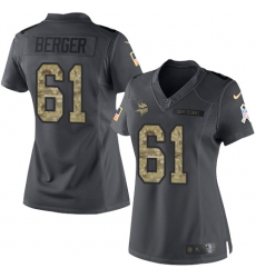 Women's Nike Minnesota Vikings #61 Joe Berger Limited Black 2016 Salute to Service NFL Jersey