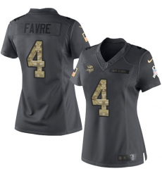 Women's Nike Minnesota Vikings #4 Brett Favre Limited Black 2016 Salute to Service NFL Jersey