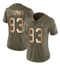 Women's Nike Minnesota Vikings #93 Shamar Stephen Limited Olive/Gold 2017 Salute to Service NFL Jersey