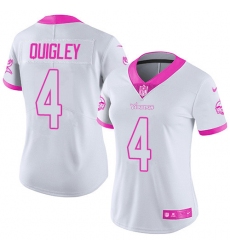 Women's Nike Minnesota Vikings #4 Ryan Quigley Limited White/Pink Rush Fashion NFL Jersey