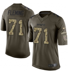 Men's Nike New England Patriots #71 Cameron Fleming Elite Green Salute to Service NFL Jersey