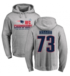 Nike New England Patriots #73 John Hannah Heather Gray 2017 AFC Champions Pullover Hoodie