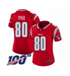 Women's New England Patriots #80 Irving Fryar Limited Red Inverted Legend 100th Season Football Jersey