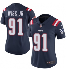 Women's Nike New England Patriots #91 Deatrich Wise Jr Limited Navy Blue Rush Vapor Untouchable NFL Jersey