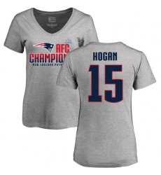 Women's Nike New England Patriots #15 Chris Hogan Heather Gray 2017 AFC Champions Pullover Hoodie