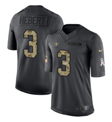 Men's Nike New Orleans Saints #3 Bobby Hebert Limited Black 2016 Salute to Service NFL Jersey