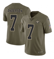 Men's Nike New Orleans Saints #7 Morten Andersen Limited Olive 2017 Salute to Service NFL Jersey