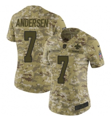 Women's Nike New Orleans Saints #7 Morten Andersen Limited Camo 2018 Salute to Service NFL Jersey