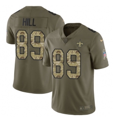 Men's Nike New Orleans Saints #89 Josh Hill Limited Olive/Camo 2017 Salute to Service NFL Jersey