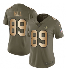 Women's Nike New Orleans Saints #89 Josh Hill Limited Olive/Gold 2017 Salute to Service NFL Jersey