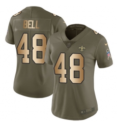 Women's Nike New Orleans Saints #48 Vonn Bell Limited Olive/Gold 2017 Salute to Service NFL Jersey