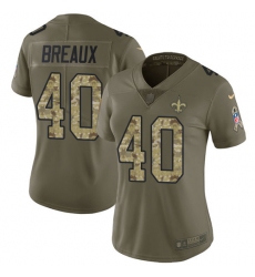 Women's Nike New Orleans Saints #40 Delvin Breaux Limited Olive/Camo 2017 Salute to Service NFL Jersey