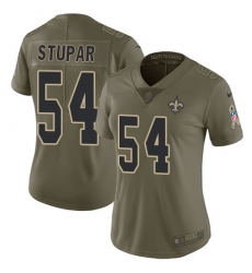 Women's Nike New Orleans Saints #54 Nate Stupar Limited Olive 2017 Salute to Service NFL Jersey