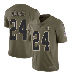Youth Nike New Orleans Saints #24 Sterling Moore Limited Olive 2017 Salute to Service NFL Jersey
