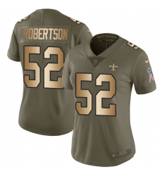 Women's Nike New Orleans Saints #52 Craig Robertson Limited Olive/Gold 2017 Salute to Service NFL Jersey