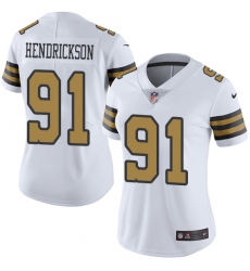 Women's Nike New Orleans Saints #91 Trey Hendrickson Limited White Rush Vapor Untouchable NFL Jersey