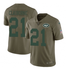 Men's Nike New York Jets #21 Morris Claiborne Limited Olive 2017 Salute to Service NFL Jersey