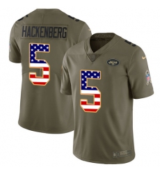 Youth Nike New York Jets #5 Christian Hackenberg Limited Olive/USA Flag 2017 Salute to Service NFL Jersey