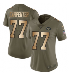 Women's Nike New York Jets #77 James Carpenter Limited Olive/Gold 2017 Salute to Service NFL Jersey
