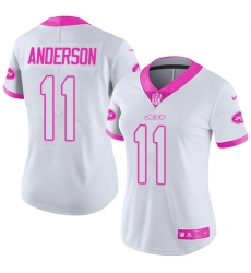 Women's Nike New York Jets #11 Robby Anderson Limited White/Pink Rush Fashion NFL Jersey