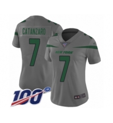 Women's New York Jets #7 Chandler Catanzaro Limited Gray Inverted Legend 100th Season Football Jersey
