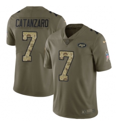 Youth Nike New York Jets #7 Chandler Catanzaro Limited Olive/Camo 2017 Salute to Service NFL Jersey