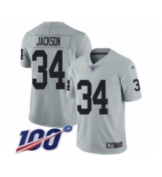 Youth Oakland Raiders #34 Bo Jackson Limited Silver Inverted Legend 100th Season Football Jersey