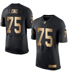 Men's Nike Oakland Raiders #75 Howie Long Elite Black/Gold Team Color NFL Jersey