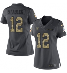 Women's Nike Oakland Raiders #12 Kenny Stabler Limited Black 2016 Salute to Service NFL Jersey