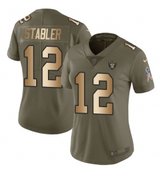 Women's Nike Oakland Raiders #12 Kenny Stabler Limited Olive/Gold 2017 Salute to Service NFL Jersey