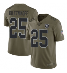 Men's Nike Oakland Raiders #25 Fred Biletnikoff Limited Olive 2017 Salute to Service NFL Jersey