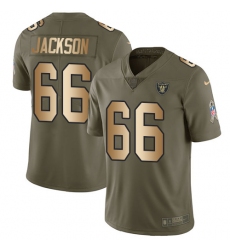 Men's Nike Oakland Raiders #66 Gabe Jackson Limited Olive/Gold 2017 Salute to Service NFL Jersey