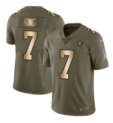 Men's Nike Oakland Raiders #7 Marquette King Limited Olive/Gold 2017 Salute to Service NFL Jersey