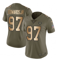 Women's Nike Oakland Raiders #97 Mario Edwards Jr Limited Olive/Gold 2017 Salute to Service NFL Jersey